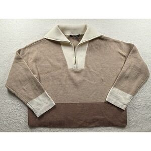 Marc‎ New York Color Block Sweater Women's Large Tan Brown Ivory